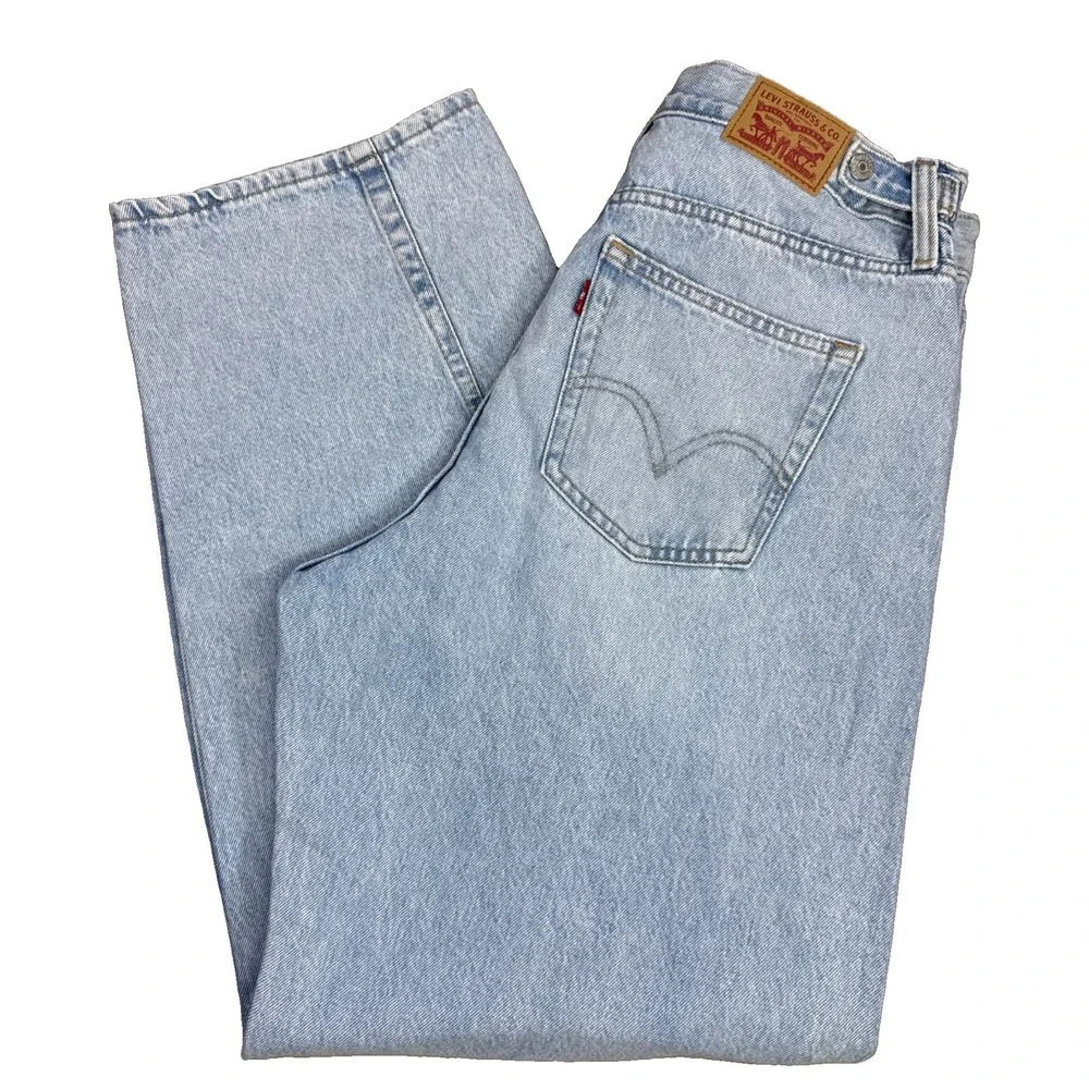 Levi's Cinch Barrel Jeans Womens 32x31 Blue Solid High Rise Loose Fit NWT